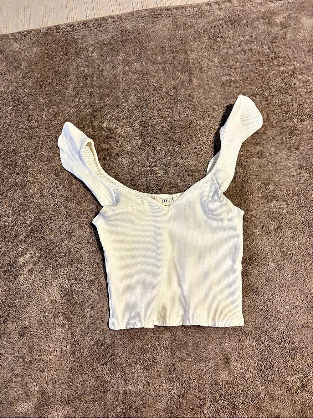 Jolie Ribbed Tank Top in White Like New